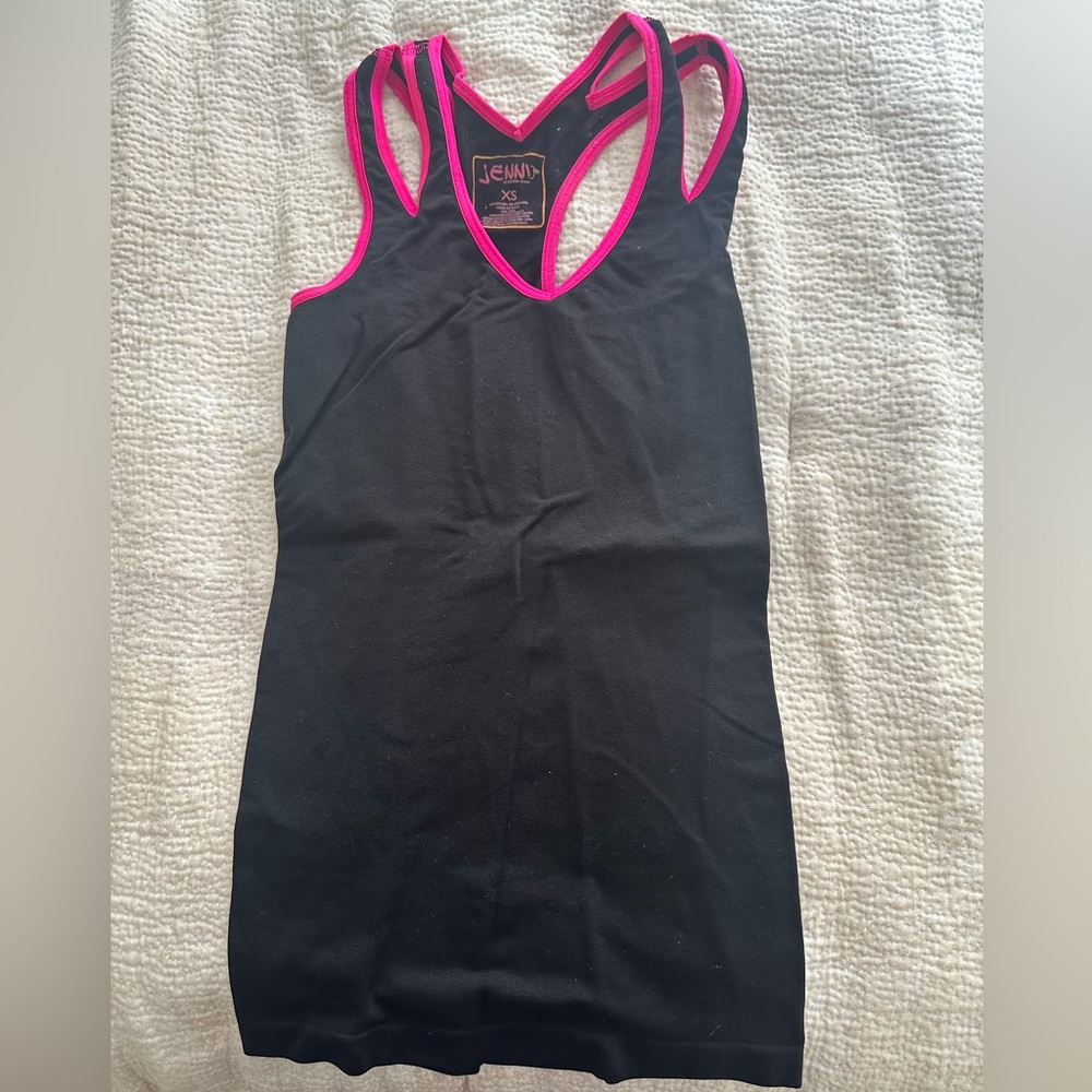|Jenni| Black & Pink Racerback Tank Top